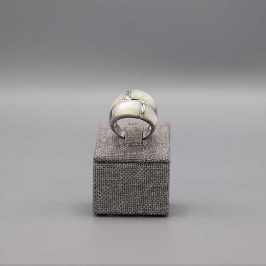 Bague 2 Rangs Nacre Argent Massif Cadeaux De Famille