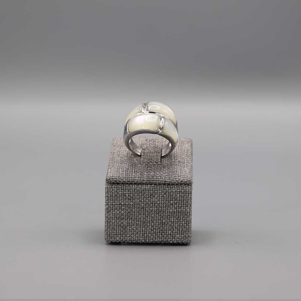 Bague 2 Rangs Nacre Argent Massif Cadeaux De Famille