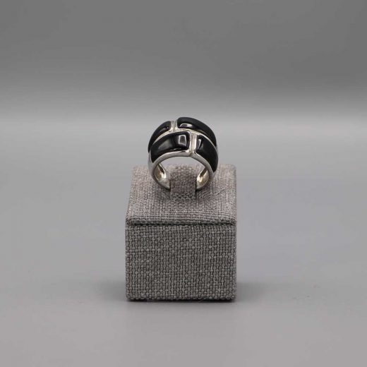 Bague 2 Rangs Onyx Argent Massif Cadeaux De Famille