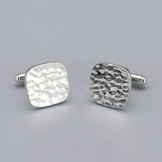 Boutons De Manchette Argent Massif Martele