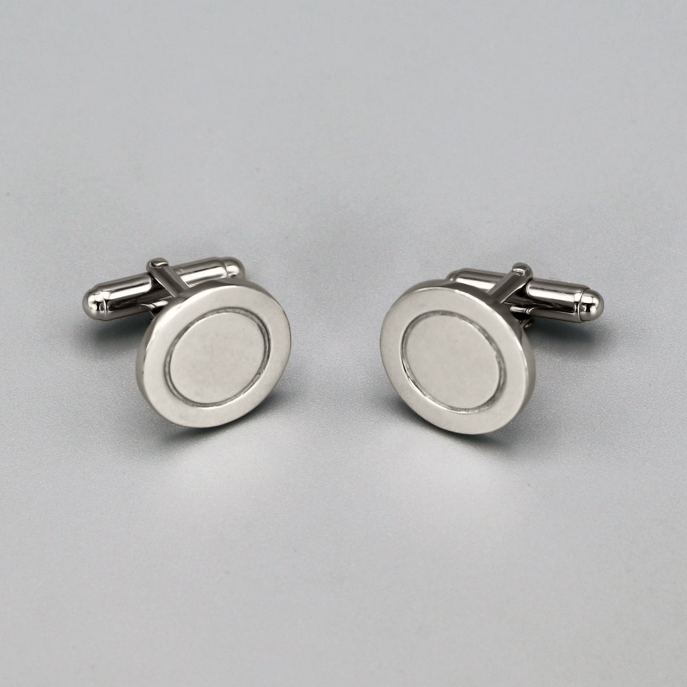 Boutons De Manchette Argent Massif Rond Filet