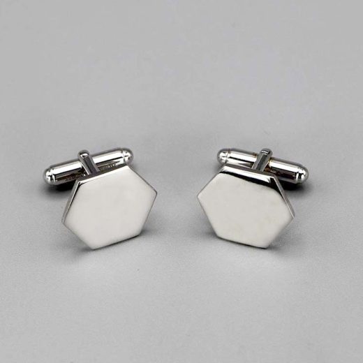 Boutons Manchette Argent Massif Hexagonaux