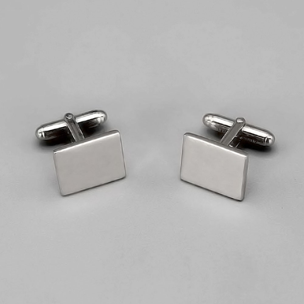 Boutons Manchette Argent Massif Petit Rectangle