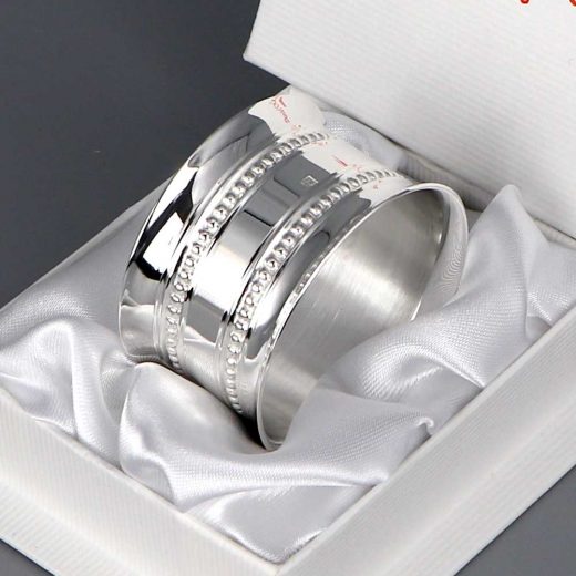 Rond De Serviette Argent Perles Deux Rangs Daniel Cregut