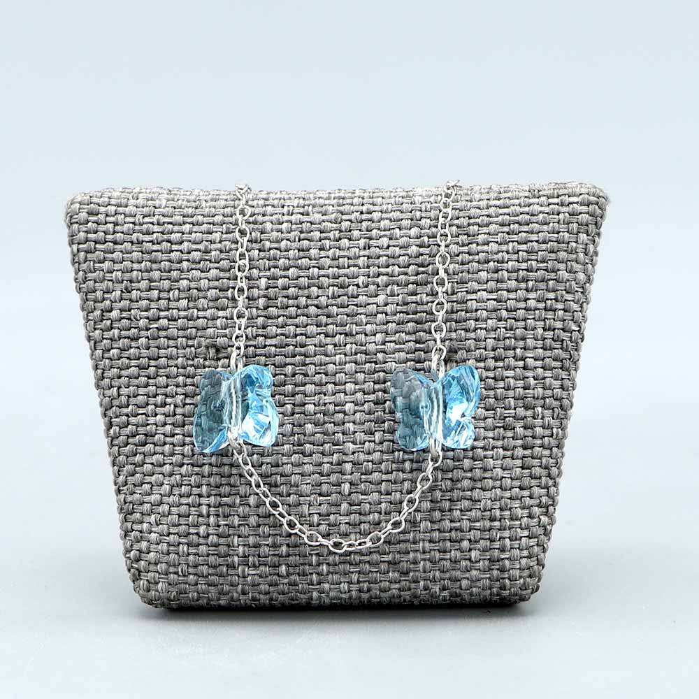 Bracelet Bébé Argent Massif Rhodie Papillons Cristal Bleu Cadeaux De Famille