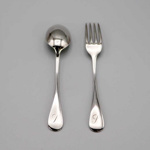 Aubry Cadoret Couvert Bebe Metal Argente Baguette 3