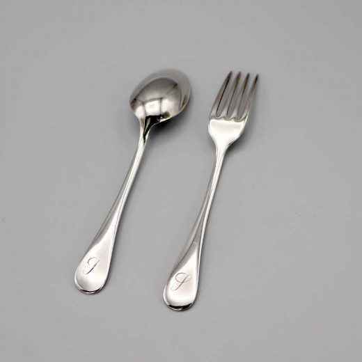 Aubry Cadoret Couvert Bebe Metal Argente Baguette 4