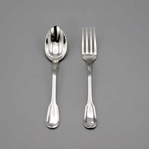 Aubry Cadoret Couvert Bebe Metal Argente Filet Ancien 3