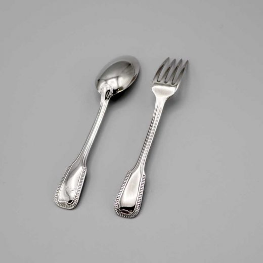 Aubry Cadoret Couvert Bebe Metal Argente Godrons 2