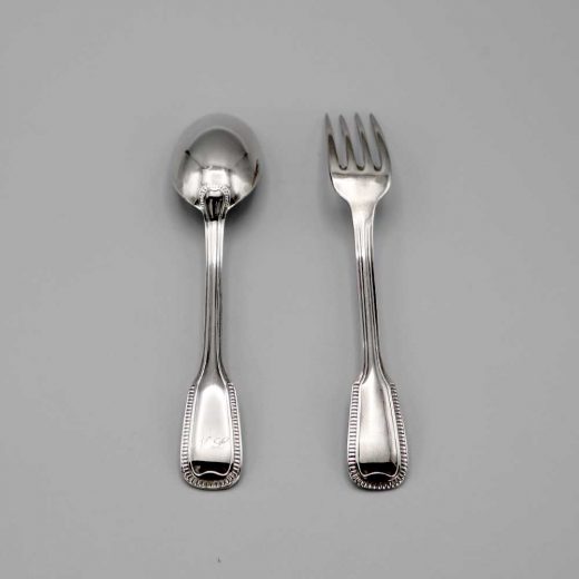 Aubry Cadoret Couvert Bebe Metal Argente Godrons 3