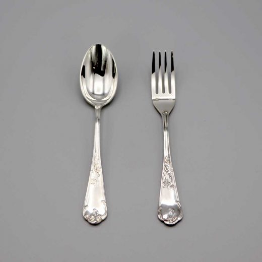 Aubry Cadoret Couvert Bebe Metal Argente Louis Xv Regence 3