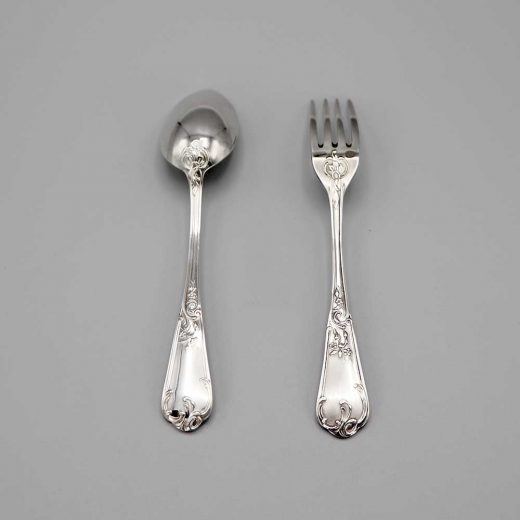 Aubry Cadoret Couvert Bebe Metal Argente Louis Xv Regence 4