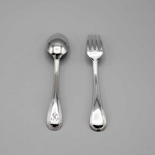 Aubry Cadoret Couvert Bebe Metal Argente Perles 4