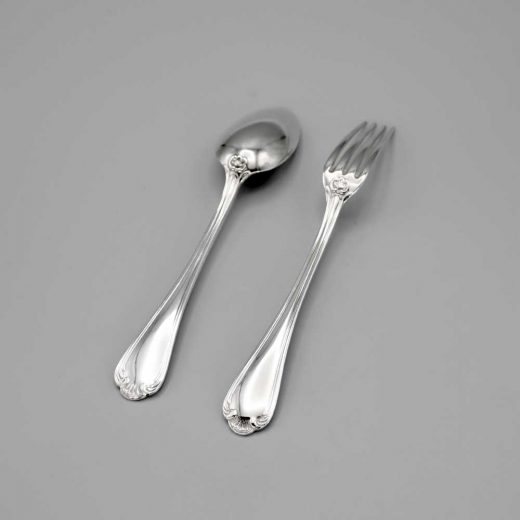 Aubry Cadoret Couvert Bebe Metal Argente Rocailles 2