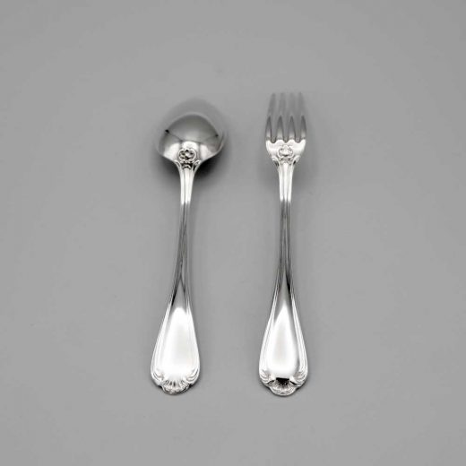 Aubry Cadoret Couvert Bebe Metal Argente Rocailles 4