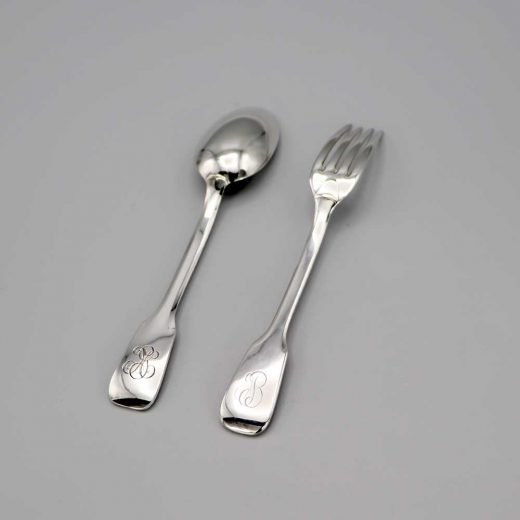 Aubry Cadoret Couvert Bebe Metal Argente Uniplat 2