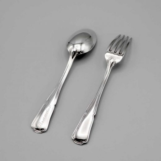 Aubry Cadoret Couvert Enfant Metal Argente Contour Carre 2