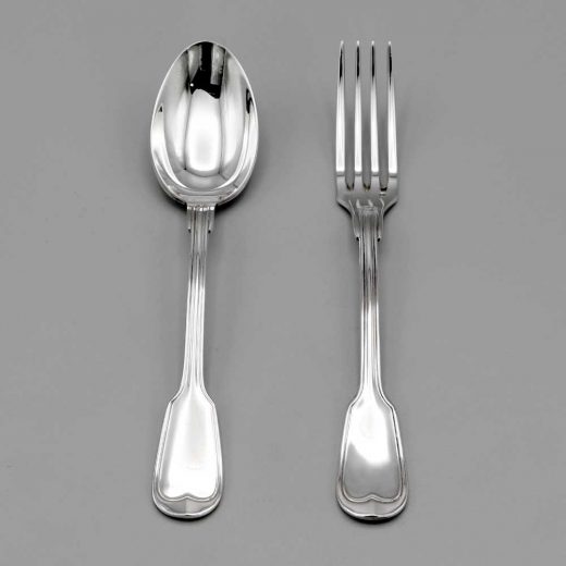 Aubry Cadoret Couvert Enfant Metal Argente Filet Ancien 3