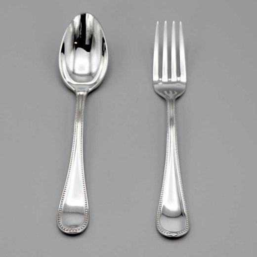 Aubry Cadoret Couvert Enfant Metal Argente Perles 3