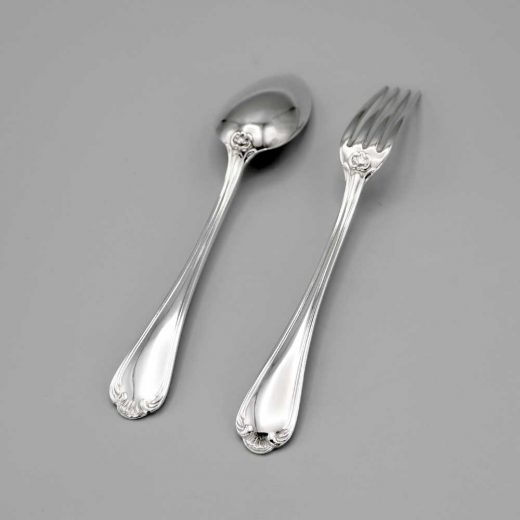 Aubry Cadoret Couvert Enfant Metal Argente Rocailles 2
