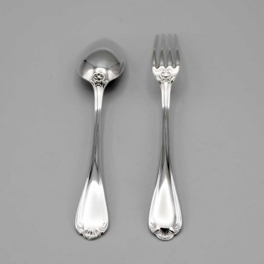 Aubry Cadoret Couvert Enfant Metal Argente Rocailles 4
