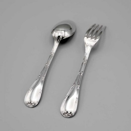 Aubry Cadoret Couvert Enfant Metal Argente Rubans Croises 2