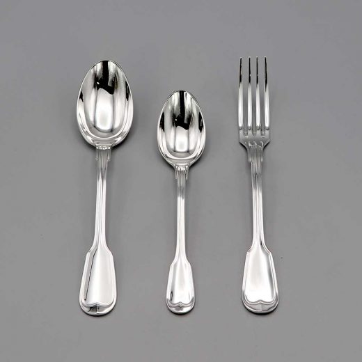 Aubry Cadoret Couverts Bebe Metal Argente Filet Ancien Set De 3 Pieces 2