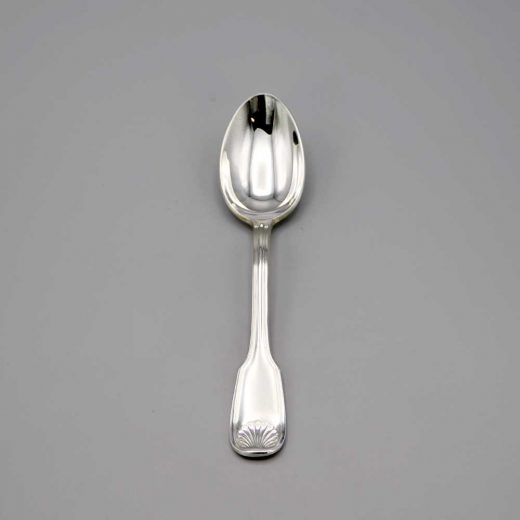 Aubry Cadoret Cuillere Bebe Metal Argente Louis Xiv Coquille Plate