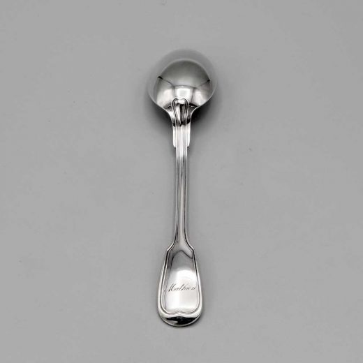 Aubry Cadoret Cuillere Enfant Metal Argente Filet Ancien 2