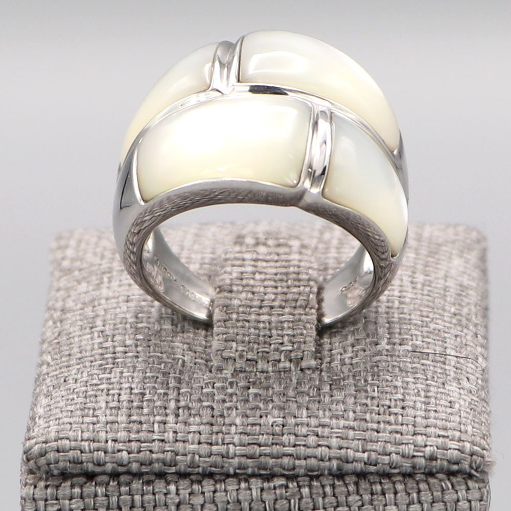 Bague Femme Argent Massif Nacre 2 Rangs Aubry Cadoret