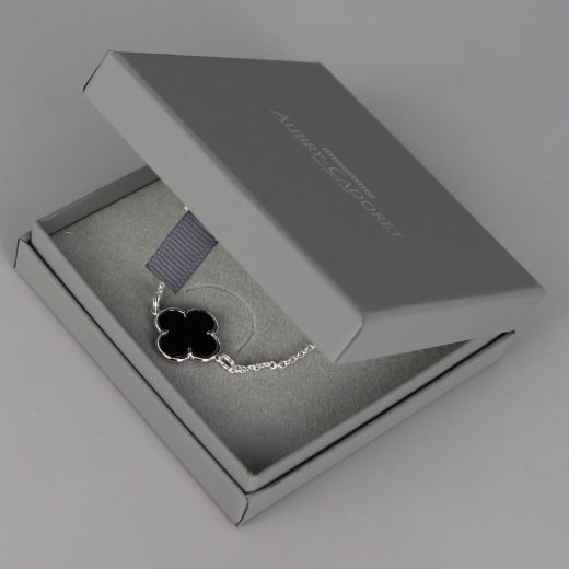 Collier Argent Massif 1 Fleur Onyx Aubry Cadoret