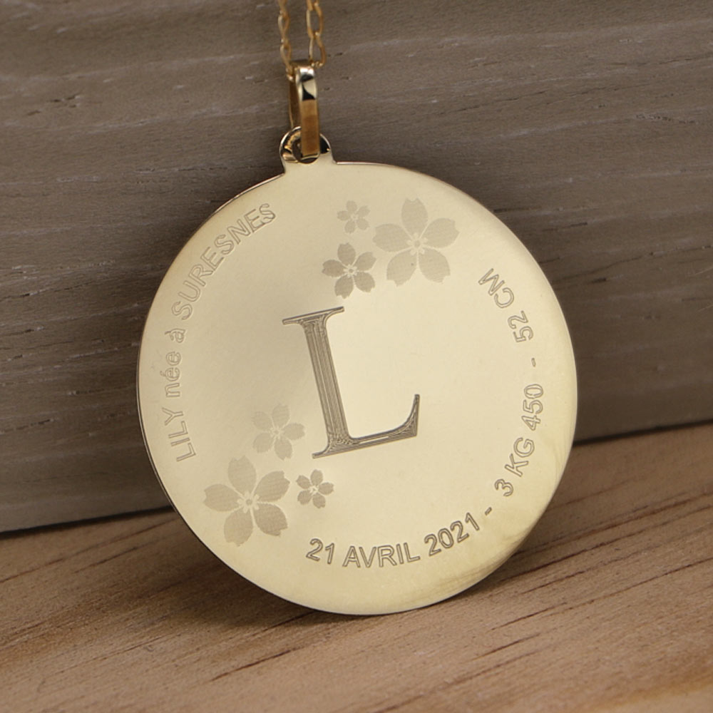 Medaille De Naissance Or Gravee